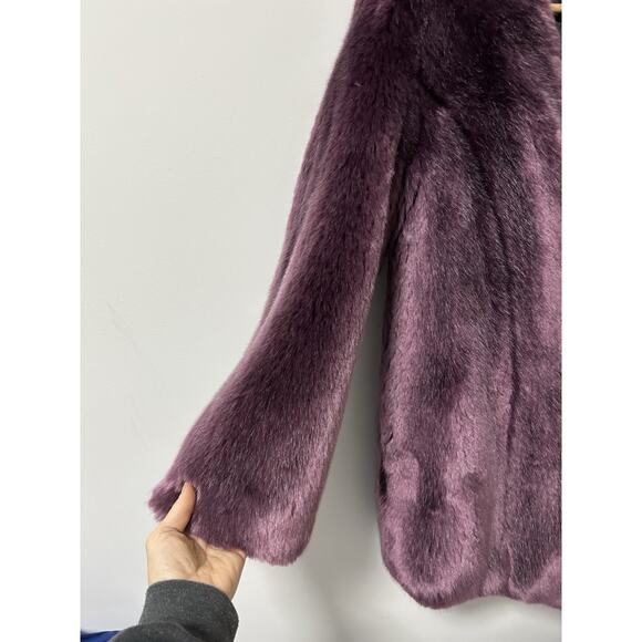 SpiritHoods RARE Dark Purple Faux Fur Coat Jacket Long Size Small Womens - Picture 2 of 10